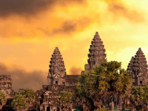 Angkor Wat temple in Cambodia, from Mui Ne, Vietnam
